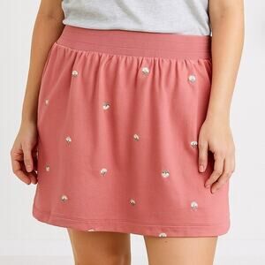 Summersalt The Softest French Terry Pull-On Skirt Embroidered Floral